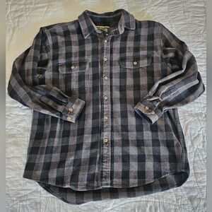 Field and Stream Men’s Flannel Shirt, Buttons, Warm, Grey, Black, Size XL